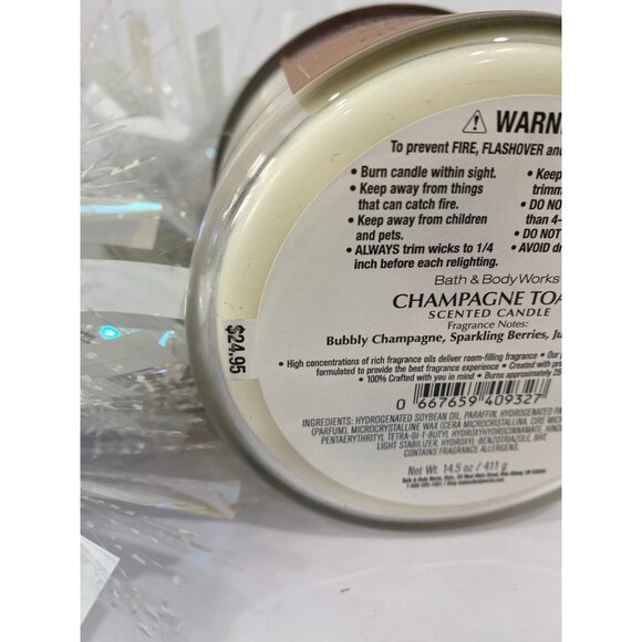 Bath & Body Works “Champagne Toast” New 3 Wick Candle - Picture 7 of 7
